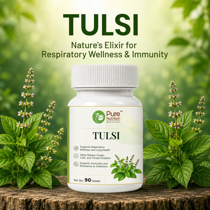 Pure Nutrition Tulsi Tablets | Holy Basil Extract for Respiratory & Immune Wellness Support | Ayurvedic Herbal Supplement