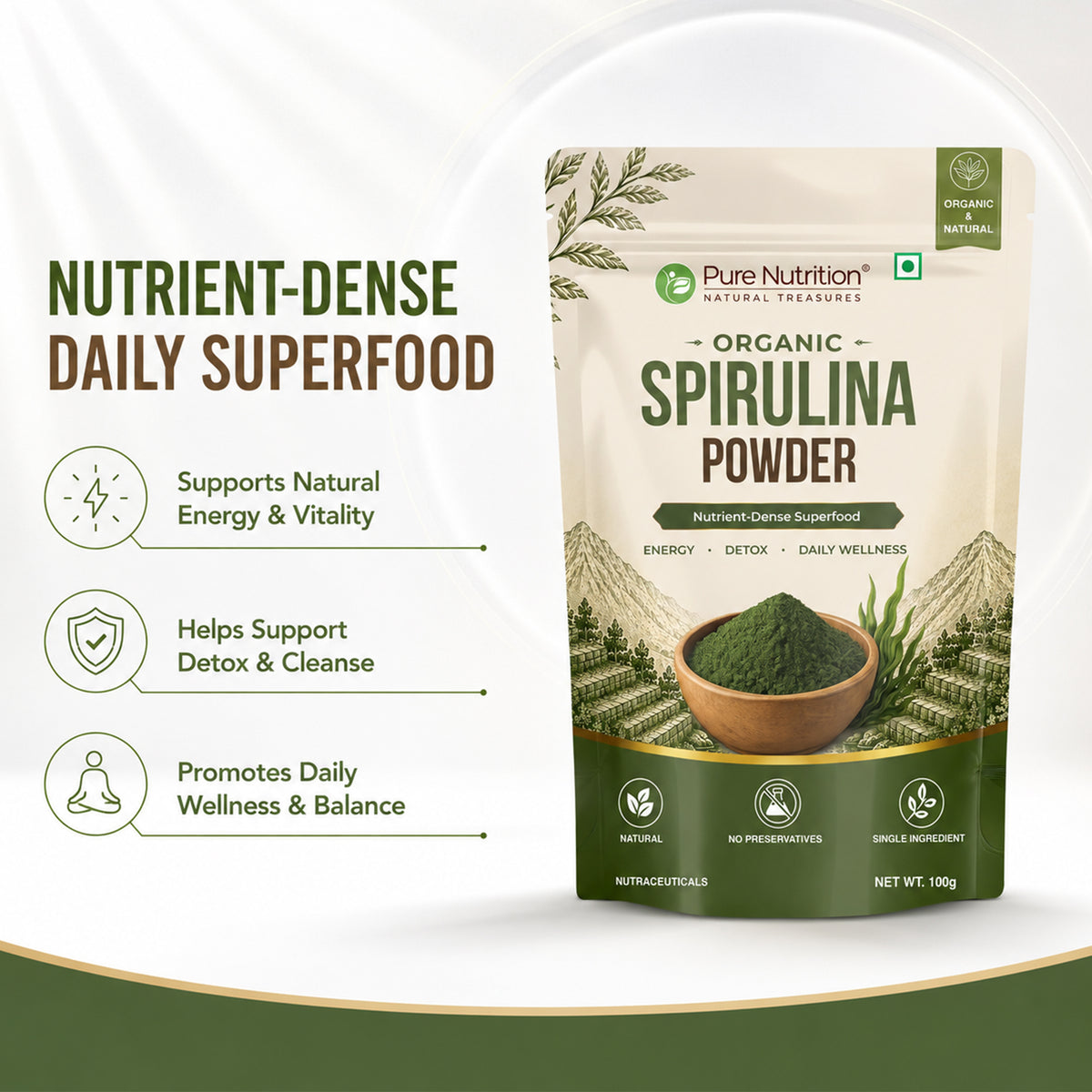 Organic Spirulina Powder | Single Ingredient Superfood | 100g