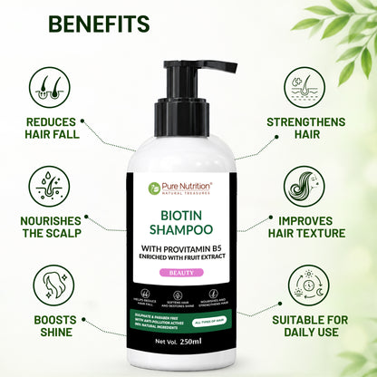 Biotin Shampoo with Provitamin B5 – Strengthens Hair & Promotes Growth | 250ml