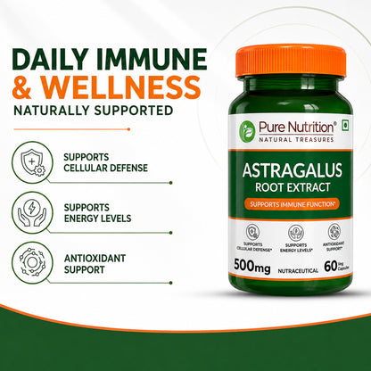 Astragalus Root Extract 500mg | 60 Veg Capsules | Astragalus membranaceus
