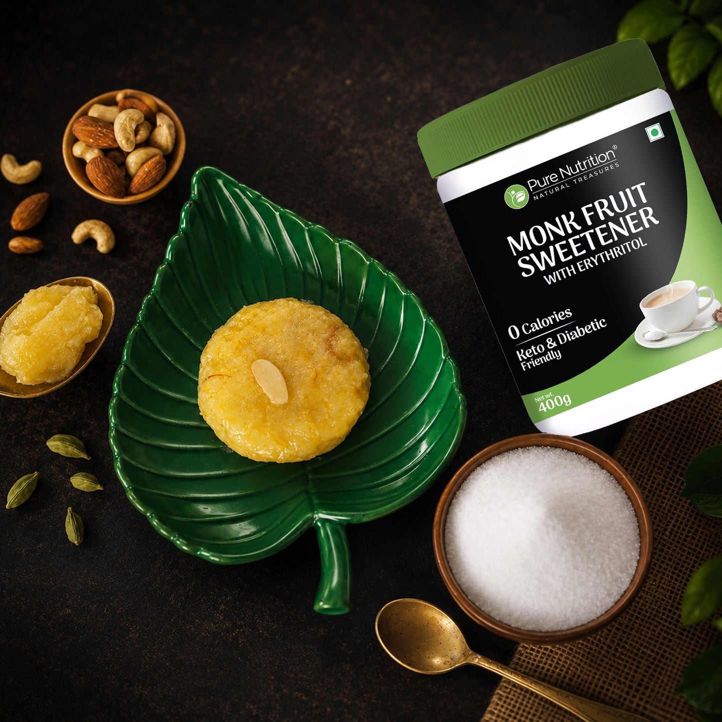 Monk Fruit Sweetener with Erythritol  400g | Zero Calorie, Keto-Friendly