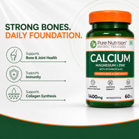 Calcium Magnesium Zinc with Vitamin D3 & K2  Bone & Muscle Support | 60 Tabs | 120 Tabs