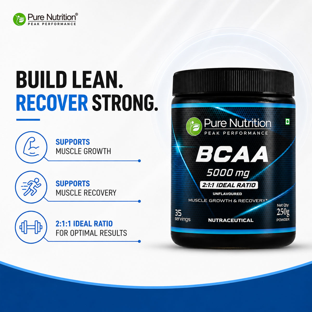 BCAA 5000mg 2:1:1 Ratio | Leucine, Isoleucine & Valine | Unflavoured Powder | Watermelon |Orange