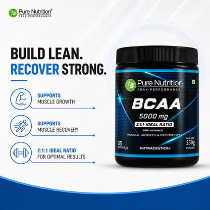 BCAA 5000mg 2:1:1 Ratio | Leucine, Isoleucine & Valine | Unflavoured Powder | Watermelon |Orange