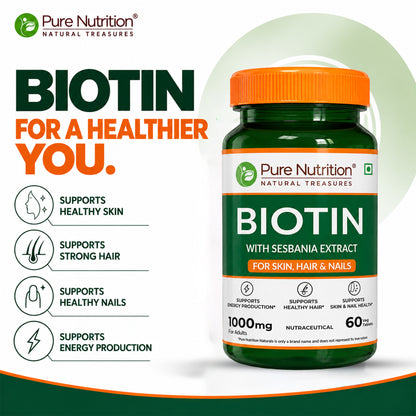 Biotin Tablet with Sesbania Extract | 1000mg | 60 Vegetarian Tablets