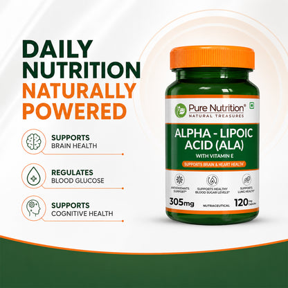 Alpha Lipoic Acid (ALA) 305 mg with Vitamin E | 120 Veg Tablets