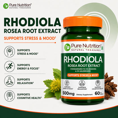 Rhodiola Rosea Root Extract – 500mg | 3% Rosavins | Stress & Energy Support