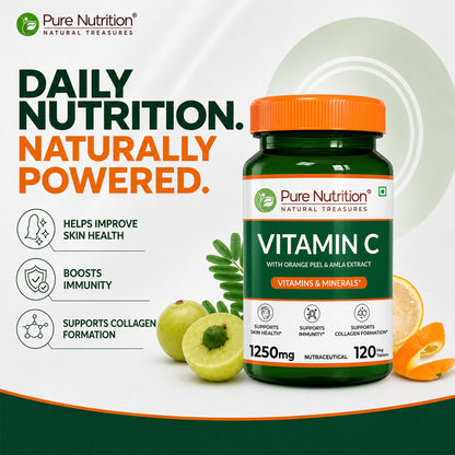 Vitamin C 1250 mg with Orange Peel & Amla Extract | 120 Veg Tablets