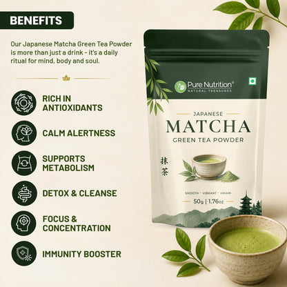 Japanese Matcha Green Tea Powder 50g | Premium Japanese Matcha | Finely Ground Green Tea Powder for Tea, Lattes & Smoothies
