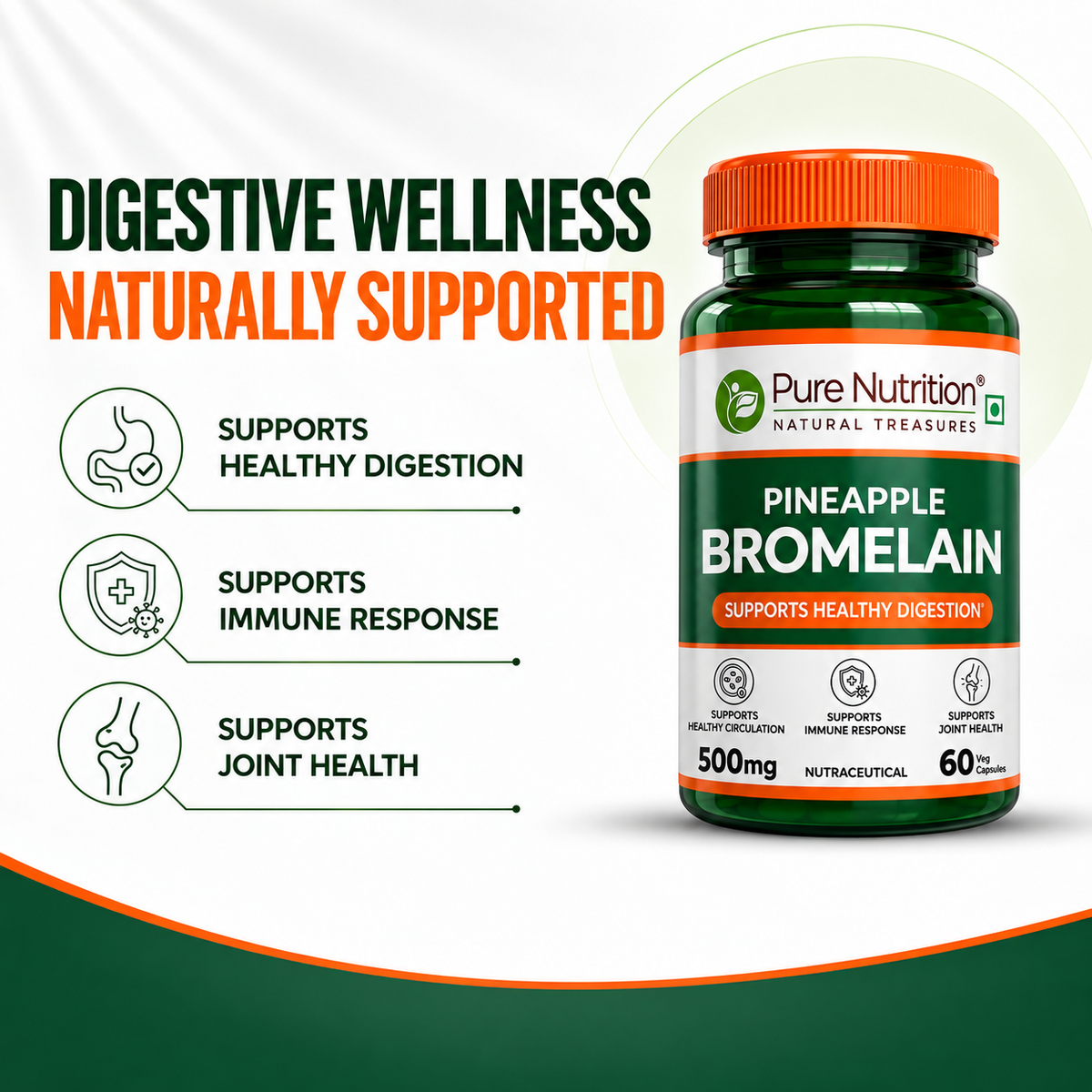 Pineapple Bromelain 500 mg | 60 Veg Capsules