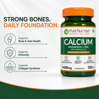 Calcium Magnesium Zinc with Vitamin D3 & K2  Bone & Muscle Support | 120 Tablets