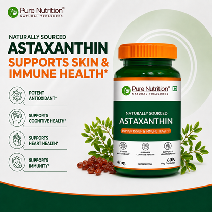Astaxanthin 4mg Veg Capsules Eye, Skin & Muscle Health | Natural Antioxidant