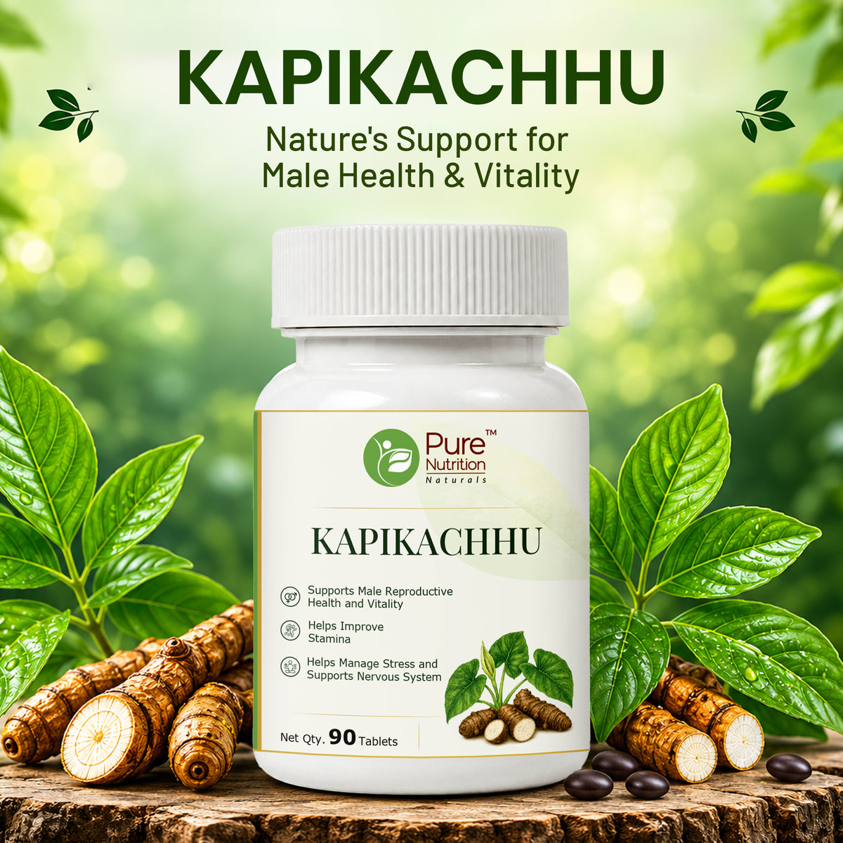 Pure Nutrition Kapikachhu Tablets | Ayurvedic Vitality & Wellness Support | Mucuna Pruriens Extract 