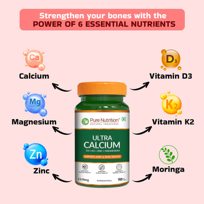 Pure Nutrition Ultra Calcium with D3, K2, Zinc & Magnesium
