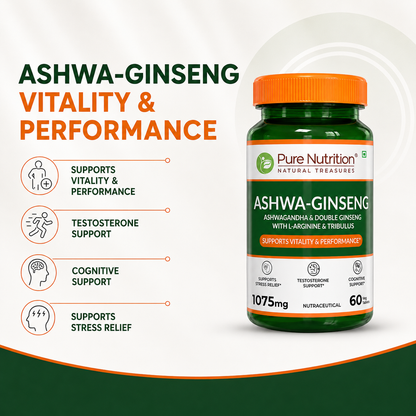 Ashwaginseng 60 Tabs  Energy & Improves Stamina with Ashwagandha, Ginseng & Herbal Extracts