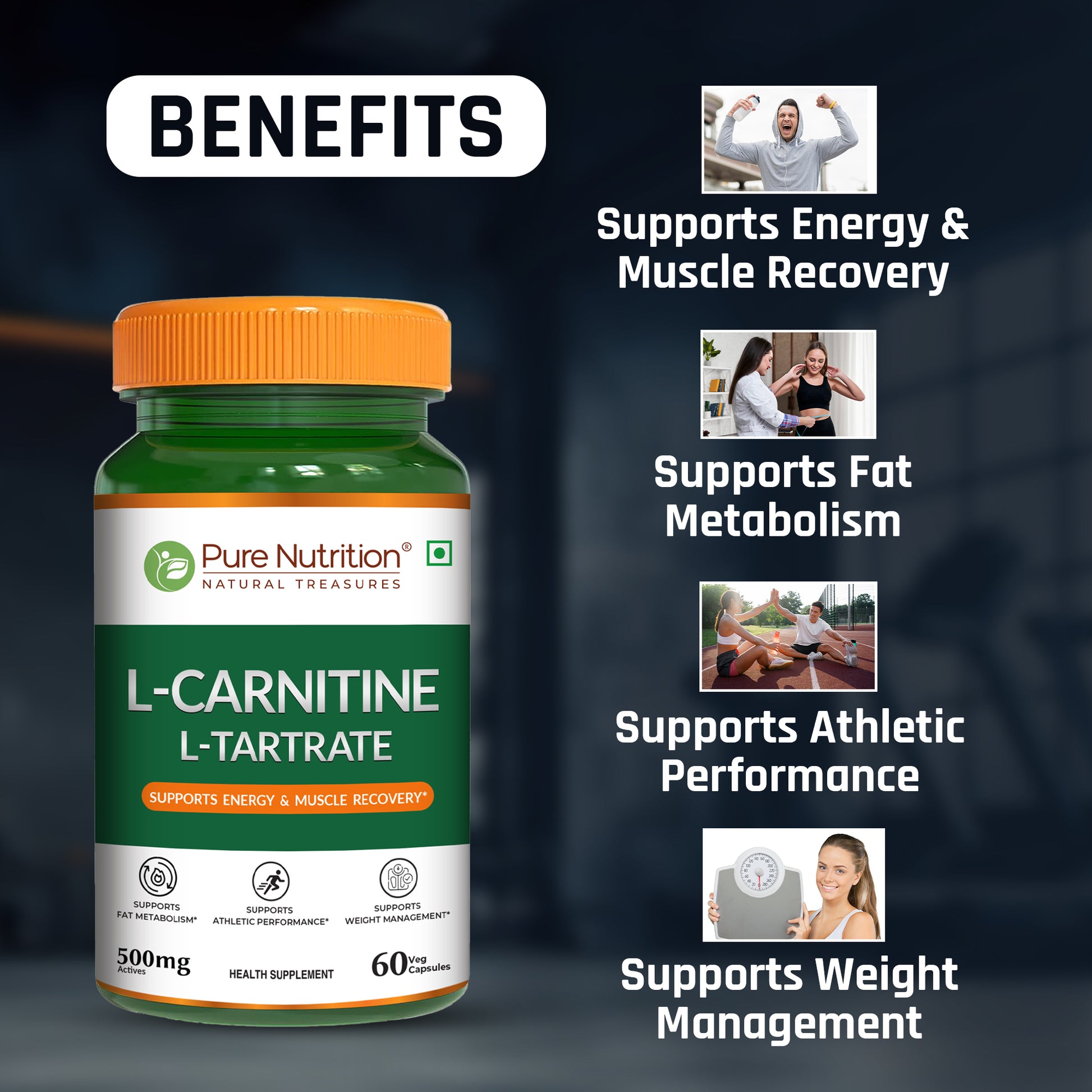 L-Carnitine L-Tartrate 500mg Veg Capsules Pure Nutrition L-Carnitine L-Tartrate 500mg Veg Capsules Pure Nutrition