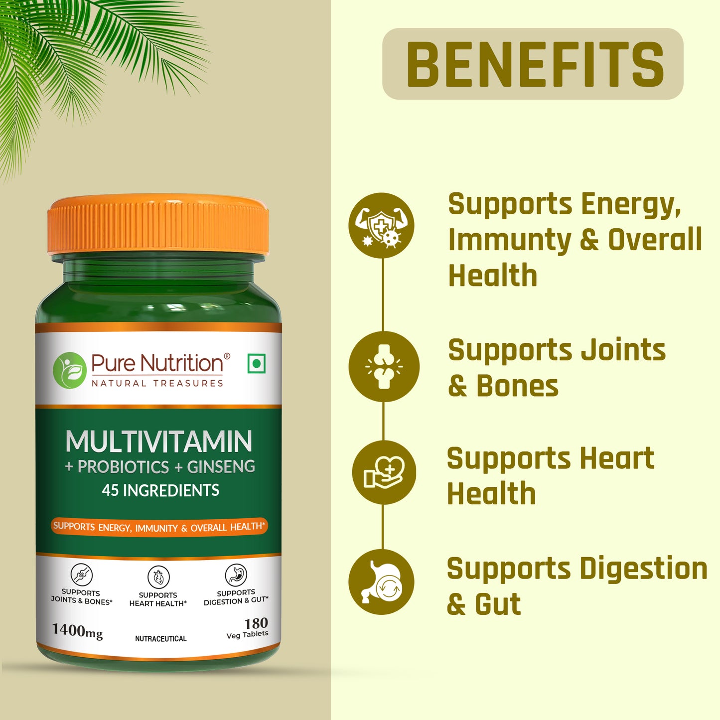 Pure Nutrition Multivitamin with Probiotics & Ginseng