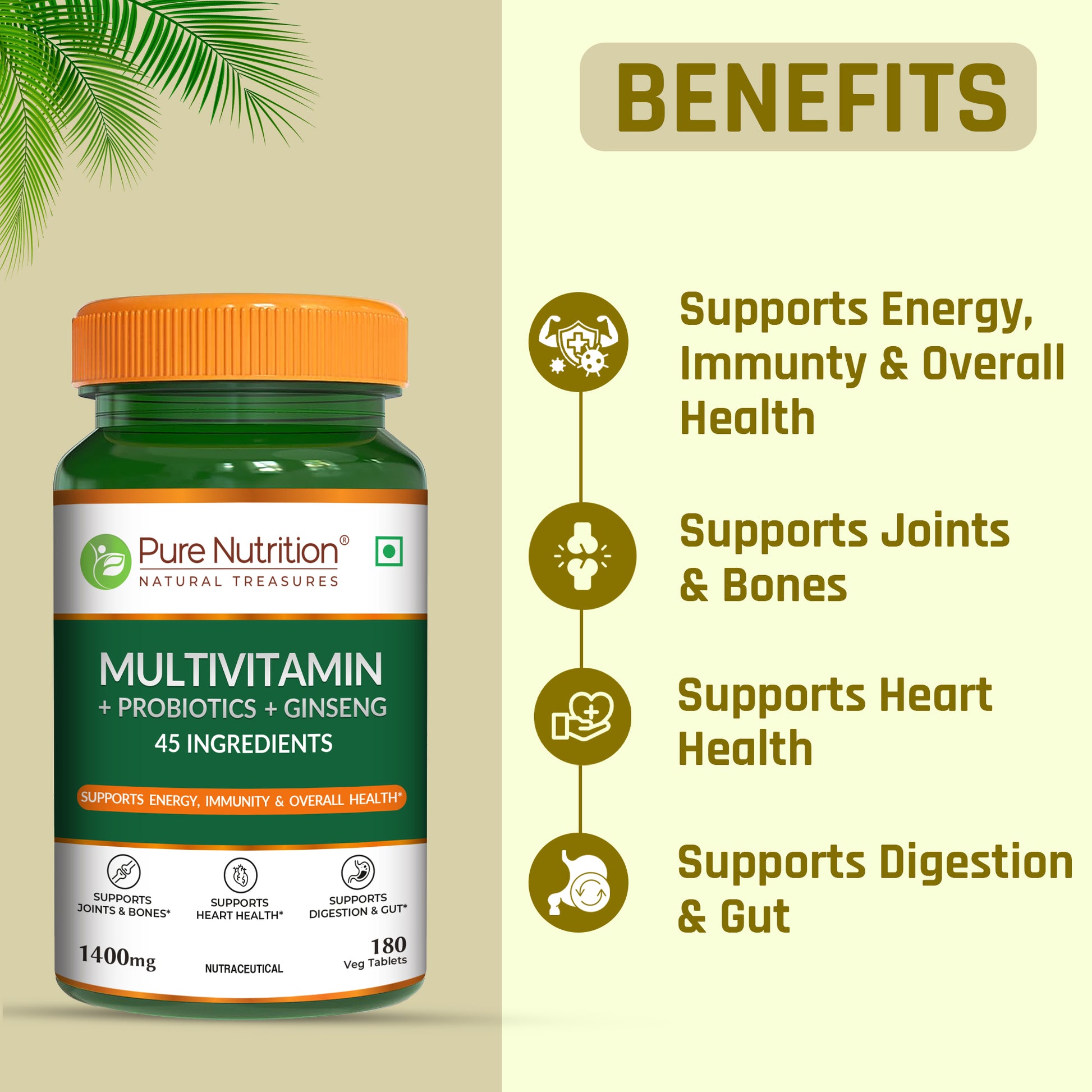 Pure Nutrition Multivitamin with Probiotics & Ginseng