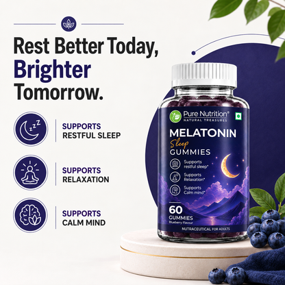 Melatonin Sleep Gummies 10mg | 60 Blueberry Flavour Gummies | Adult Supplement