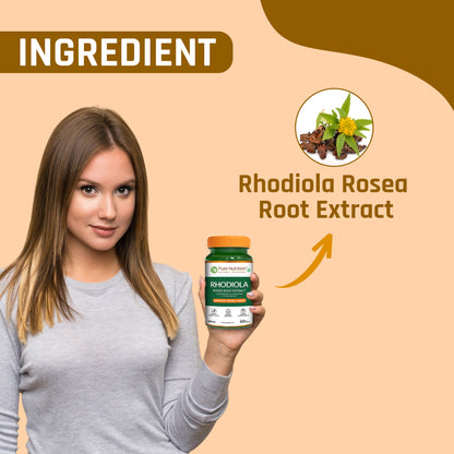 Pure Nutrition Rhodiola Rosea Root Extract – 500mg, 60 Veg Capsules