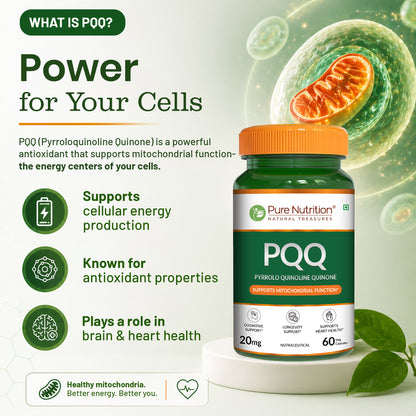 Pure Nutrition PQQ – 60 Veg Capsules | Pyrroloquinoline Quinone Supplement