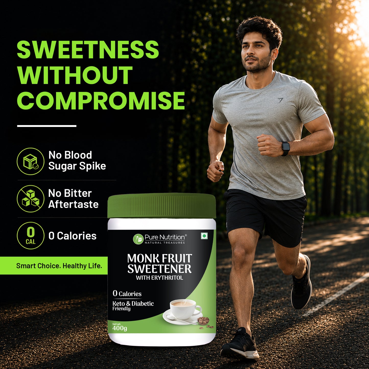 Monk Fruit Sweetener with Erythritol  400g | Zero Calorie, Keto-Friendly