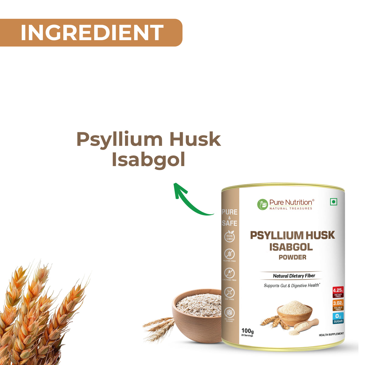 Psyllium Husk Isabgol Powder – Natural Fiber & Digestive Health – Pure ...