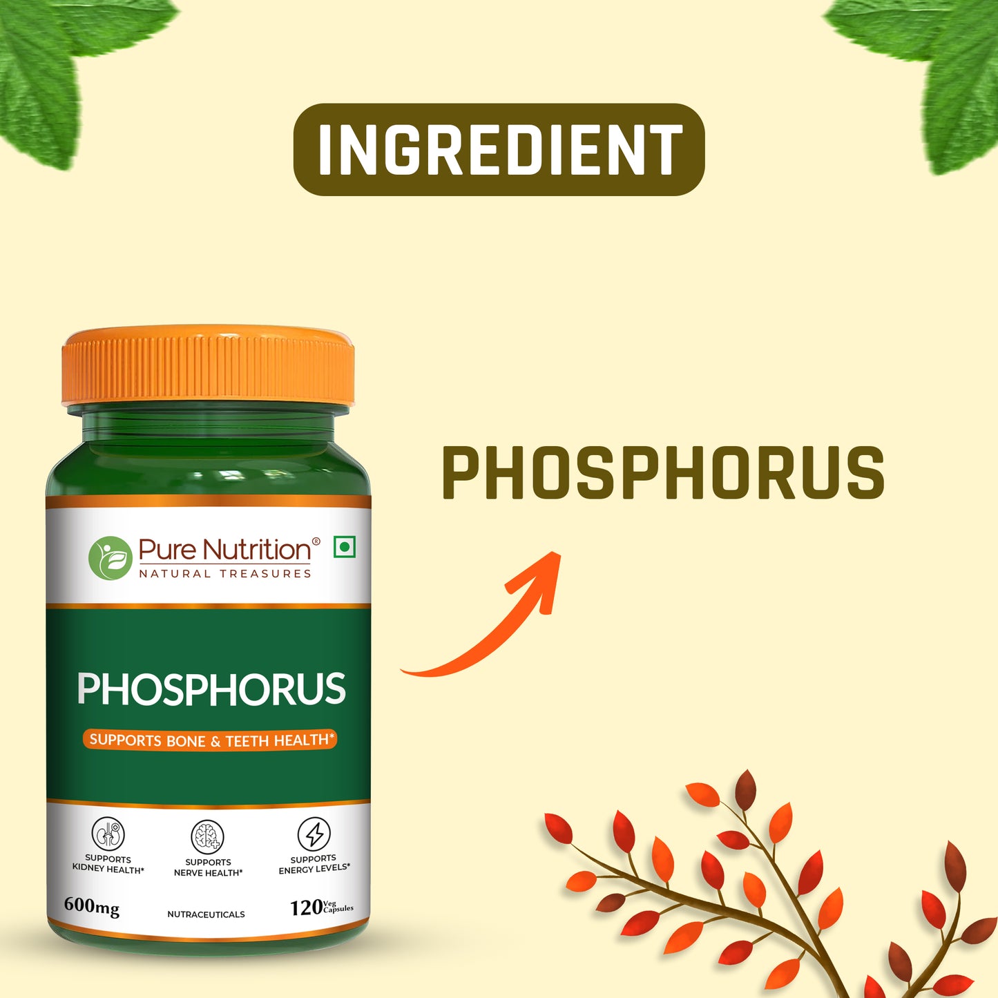 Phosphorus 600 mg Veg Capsules