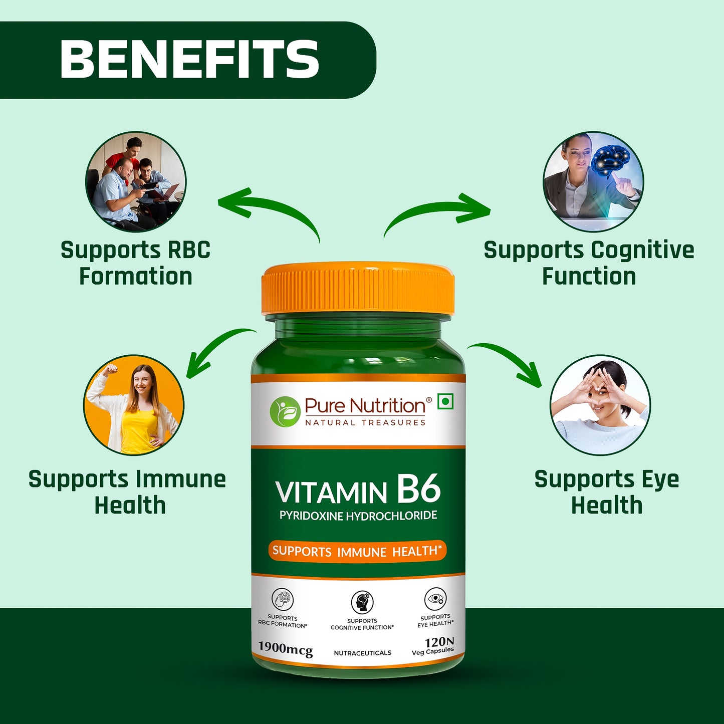 Pure Nutrition Vitamin B6 – 120 Veg Capsules