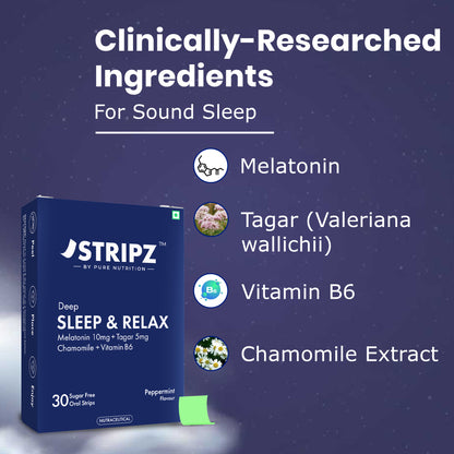 Deep Sleep & Relax Oral Strips – Melatonin, Botanicals & Vitamin B6 (30 Strips)