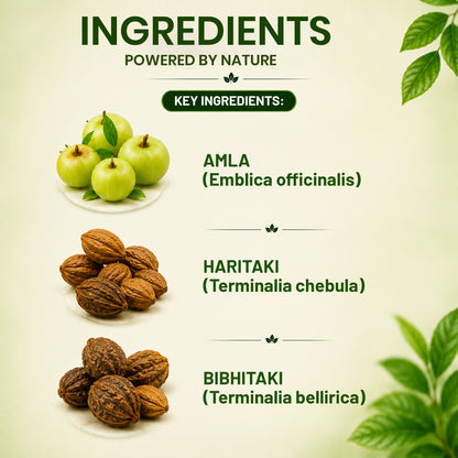 Pure Nutrition Triphala Tablets | Ayurvedic Herbal Blend with Haritaki, Bibhitaki & Amalaki | Supports Digestion & Gut Health 