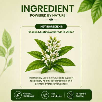 Pure Nutrition Vasaka Tablets | Ayurvedic Herbal Support for Respiratory Wellness & Healthy Breathing | Vasaka Extract Supplement