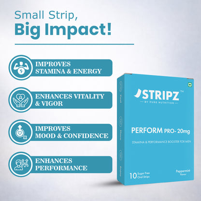 Stripz Perform Pro Oral Strips (Tadalafil IP 20 mg) | Peppermint Flavour