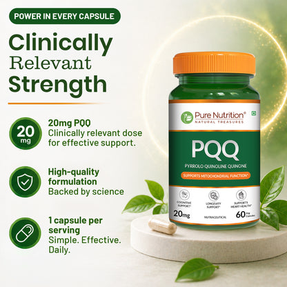Pure Nutrition PQQ – 60 Veg Capsules | Pyrroloquinoline Quinone Supplement