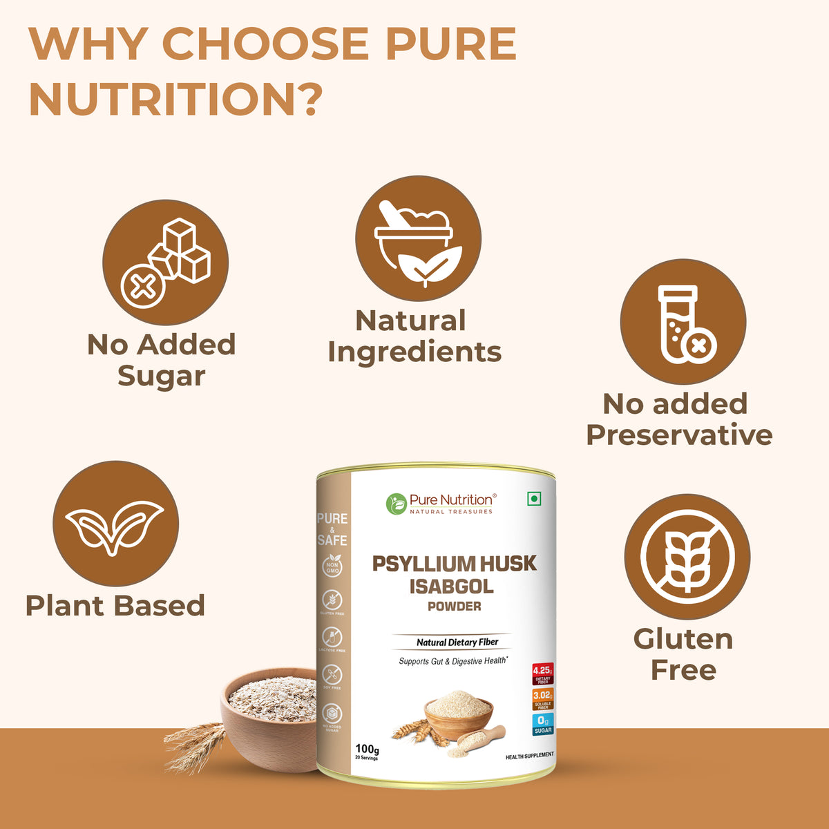 Psyllium Husk Isabgol Powder – Natural Fiber & Digestive Health – Pure ...