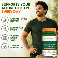 Magnesium Glycinate 550mg – High Absorption | Sleep, Stress & Muscle Health 120 Tablets
