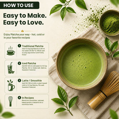Japanese Matcha Green Tea Powder 100g | Premium Matcha from Japan | Finely Ground Green Tea Powder for Tea, Latte & Smoothies