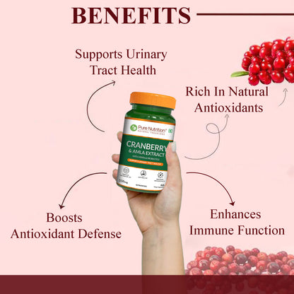 Cranberry and Amla Extract Capsules with Herbs & Probiotics – 60 Veg Capsules