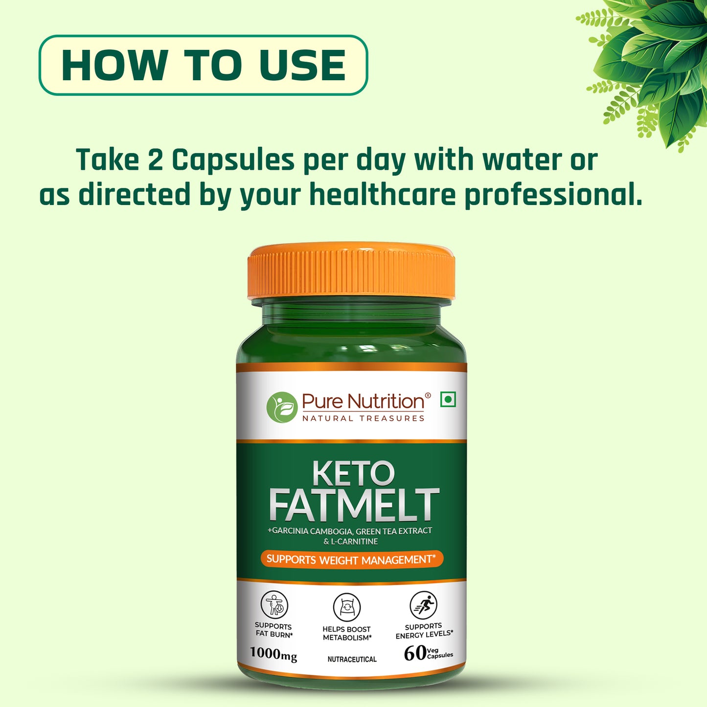 Pure Nutrition Keto Fatmelt | Garcinia Cambogia, Green Tea & L-Carnitine