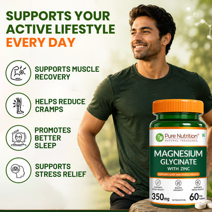 Magnesium Glycinate with Zinc  Sleep, Muscle Relaxation & Bone Health Tablets