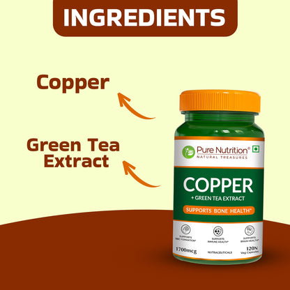 Pure Nutrition Copper Gluconate – 120 Veg Capsules