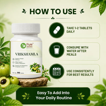 Pure Nutrition Vrikshamla Tablets | Garcinia Cambogia Herbal Support for Weight Wellness & Metabolism | Ayurvedic Supplement 