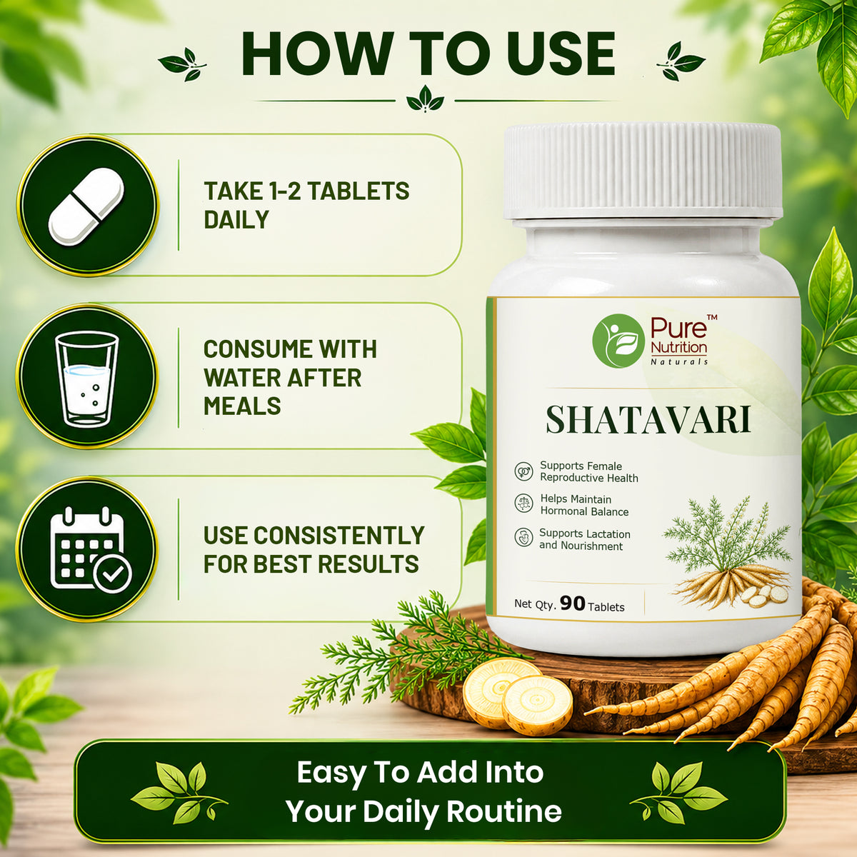 Pure Nutrition Shatavari Tablets | Ayurvedic Asparagus Racemosus Extract | Supports Women’s Wellness & Hormonal Balance