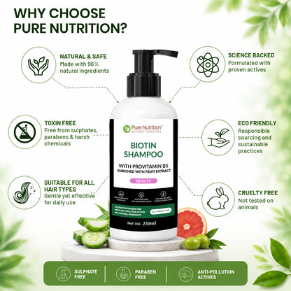 Biotin Shampoo with Provitamin B5 – Strengthens Hair & Promotes Growth | 250ml
