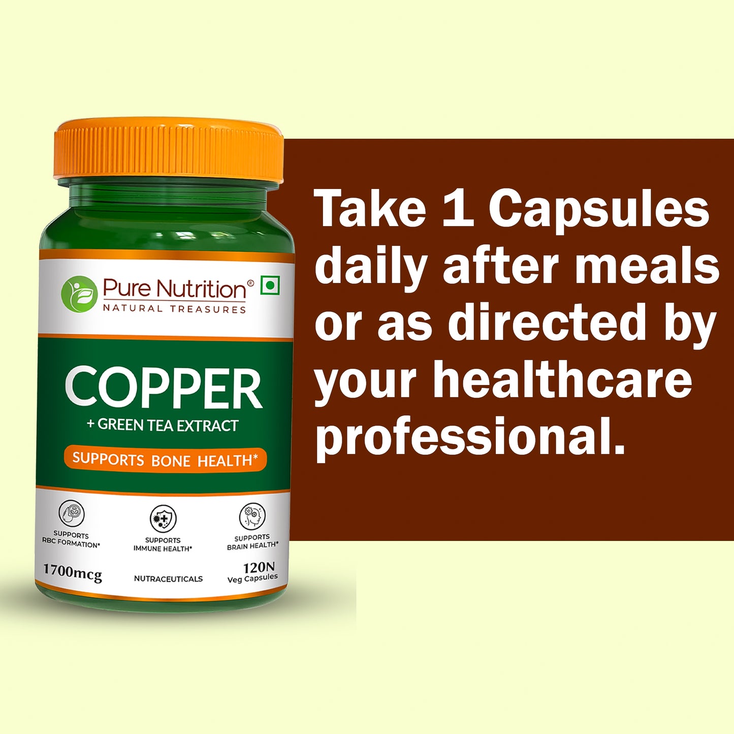 Pure Nutrition Copper Gluconate – 120 Veg Capsules