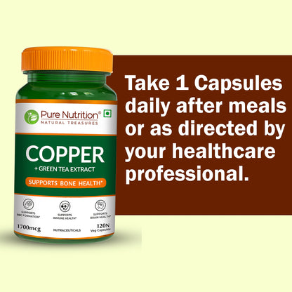 Pure Nutrition Copper Gluconate – 120 Veg Capsules