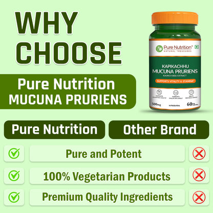 Pure Nutrition Mucuna Pruriens Extract | 500 mg | 60 Veg Capsules