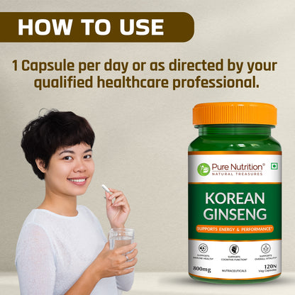 Pure Nutrition Korean Ginseng – 120 Veg Capsules