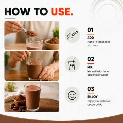 Cocoa Powder 50g | Unsweetened & Alkalized Cocoa Powder | Rich Chocolate Flavor for Baking, Beverages & Desserts