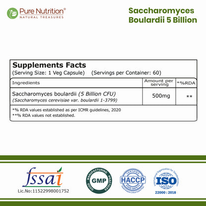 Saccharomyces Boulardii 5 Billion CFU | 60 Veg Capsules